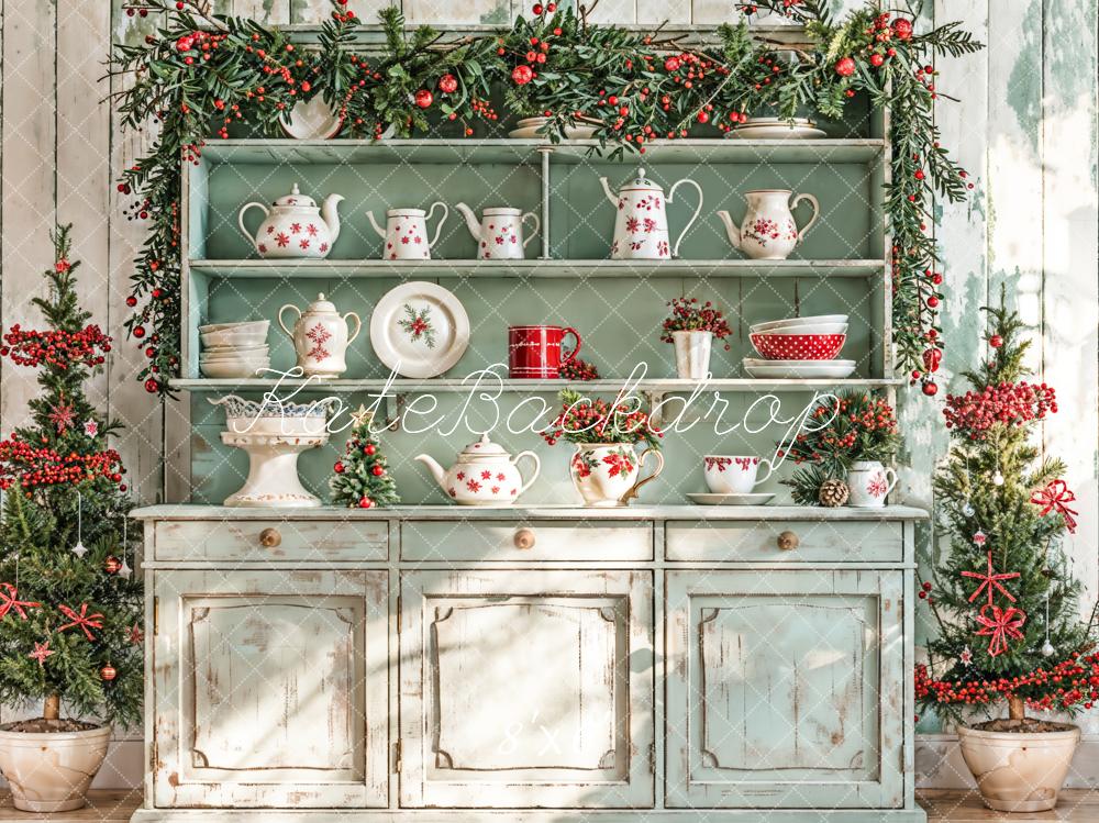 Kate Christmas Kitchen Sunshine Green Backdrop Designed by Emetselch