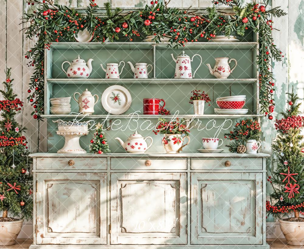 Kate Christmas Kitchen Sunshine Green Backdrop Designed by Emetselch