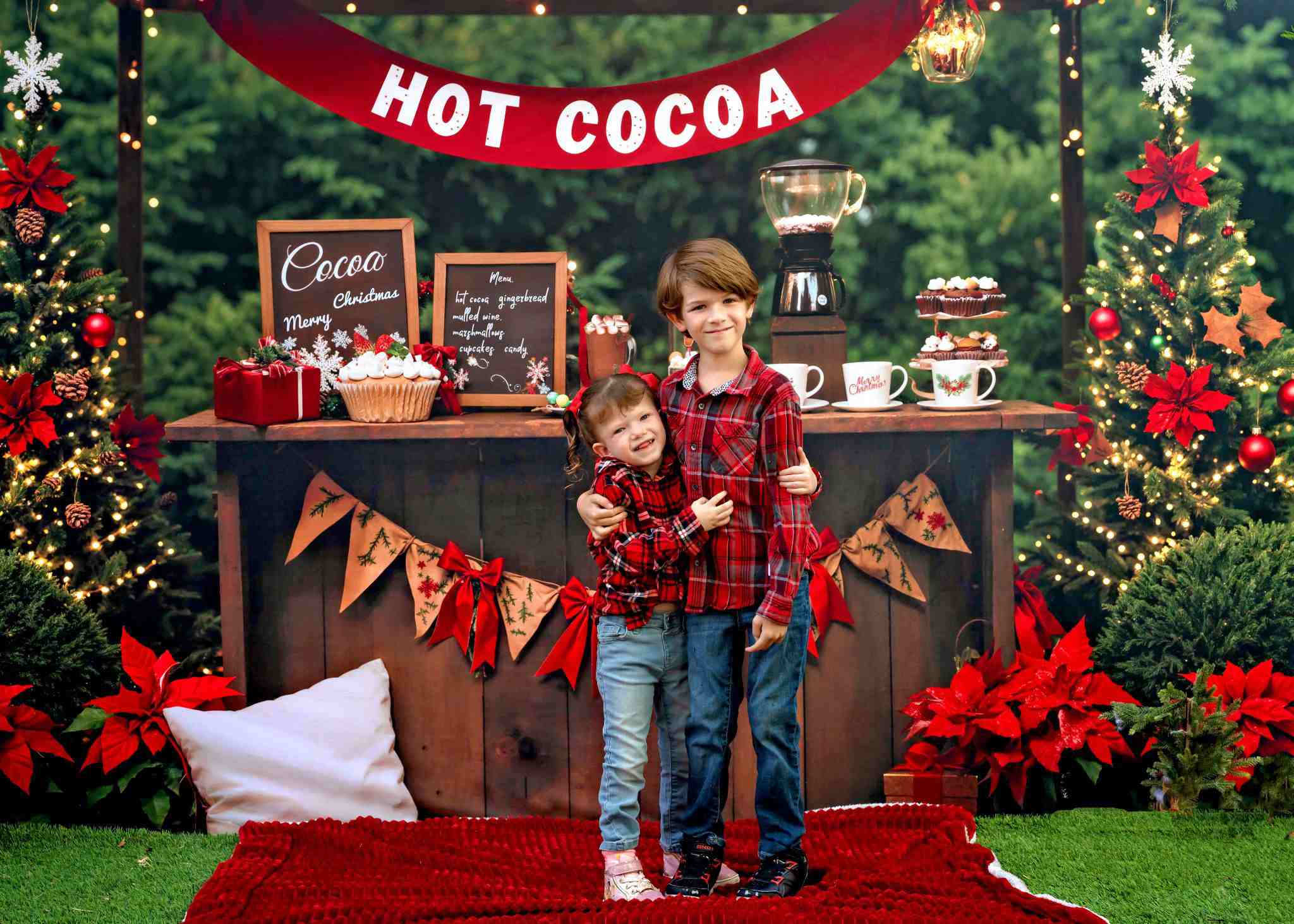 Kate Hot Cocoa Christmas Tree Backdrop Designed by Emetselch