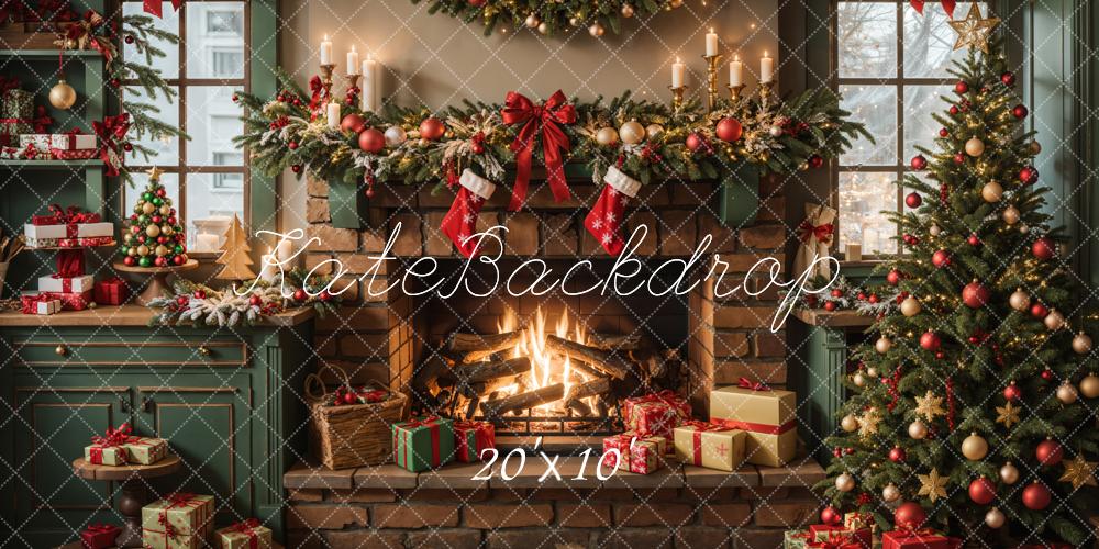 Kate Christmas Kitchen Fireplace Cabinets Backdrop Designed by Emetselch