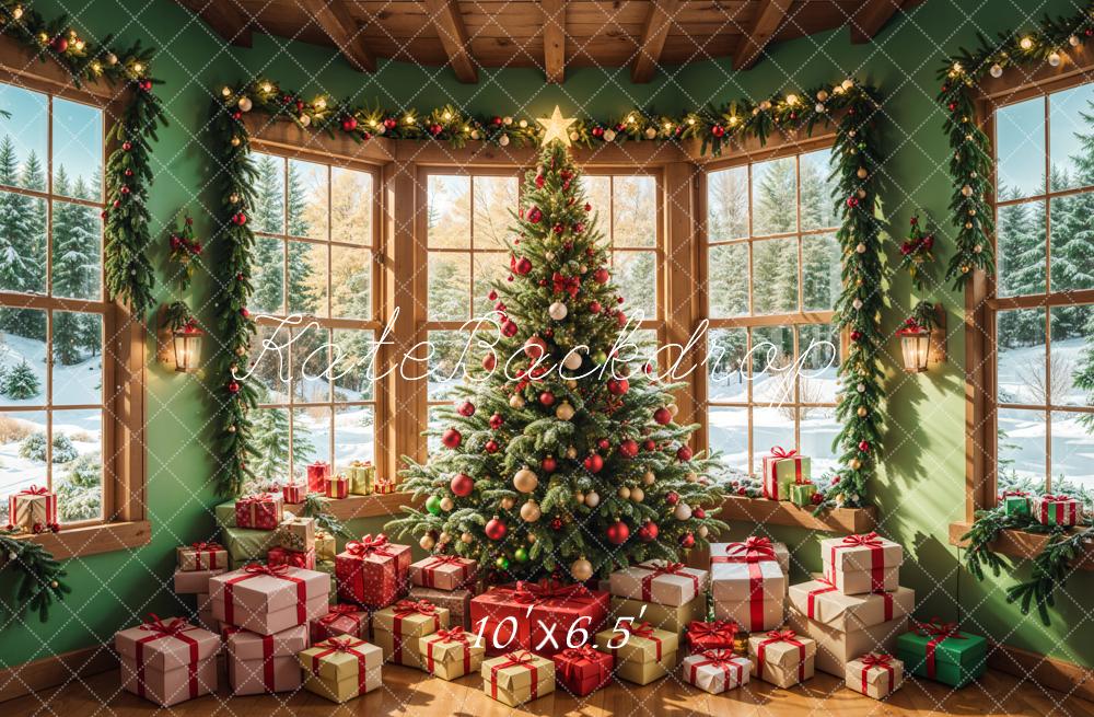 Kate Winter Christmas Tree Gift House Backdrop Designed by Emetselch