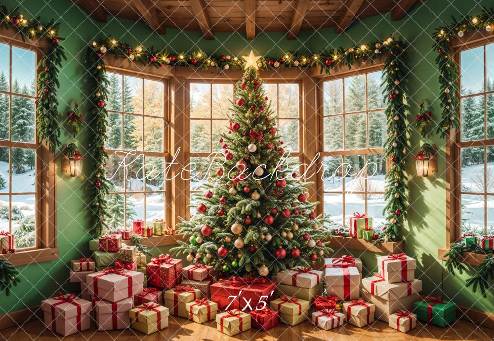 Kate Winter Christmas Tree Gift House Backdrop Designed by Emetselch