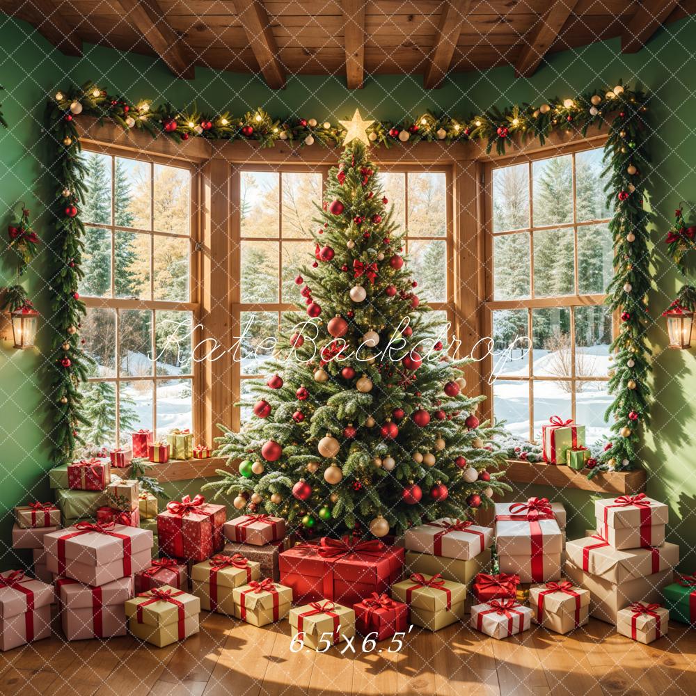 Kate Winter Christmas Tree Gift House Backdrop Designed by Emetselch