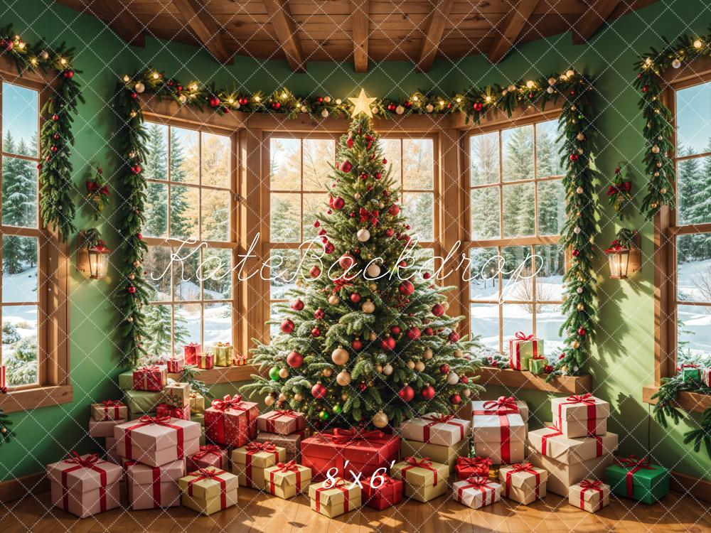 Kate Winter Christmas Tree Gift House Backdrop Designed by Emetselch