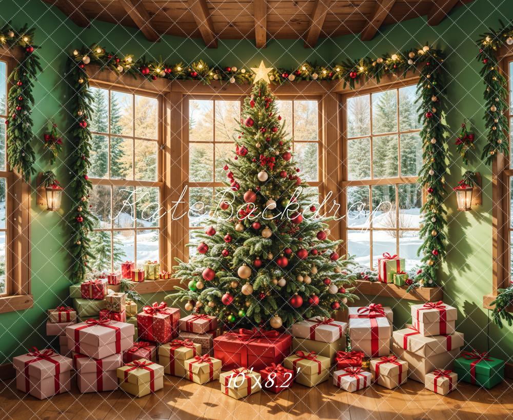 Kate Winter Christmas Tree Gift House Backdrop Designed by Emetselch