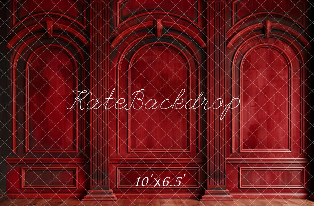 Kate Dark Red Retro Arch Wall Backdrop Designed by Chain Photography