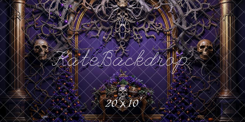 Kate Halloween Skeleton Vine Purple Wall Backdrop Designed by Emetselch