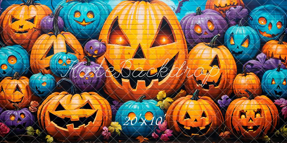 Kate Halloween Graffiti Wall Pumpkin Lanterns Backdrop Designed by Emetselch