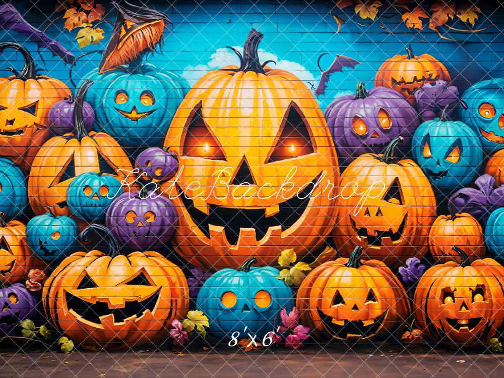 Kate Halloween Graffiti Wall Pumpkin Lanterns Backdrop Designed by Emetselch