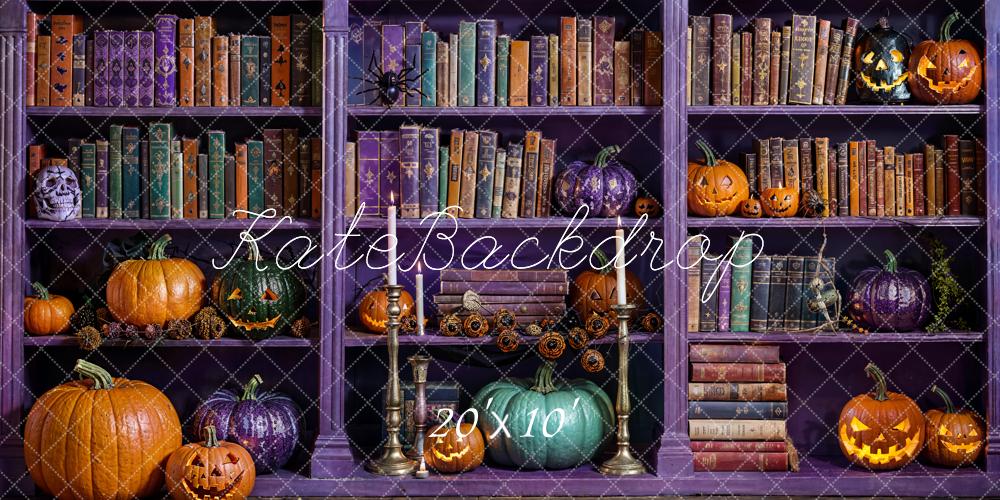 Kate Halloween Magic Purple Bookcase Backdrop Designed by Emetselch