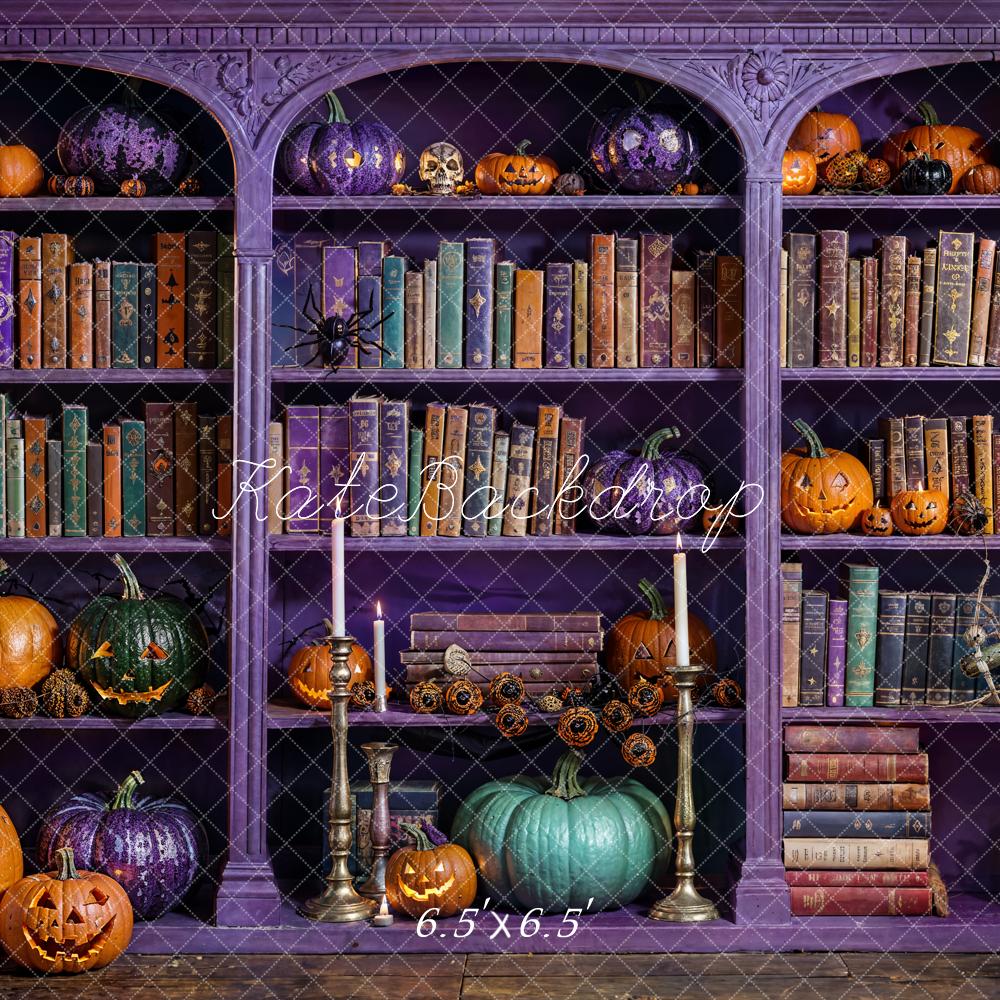 Kate Halloween Magic Purple Bookcase Backdrop Designed by Emetselch