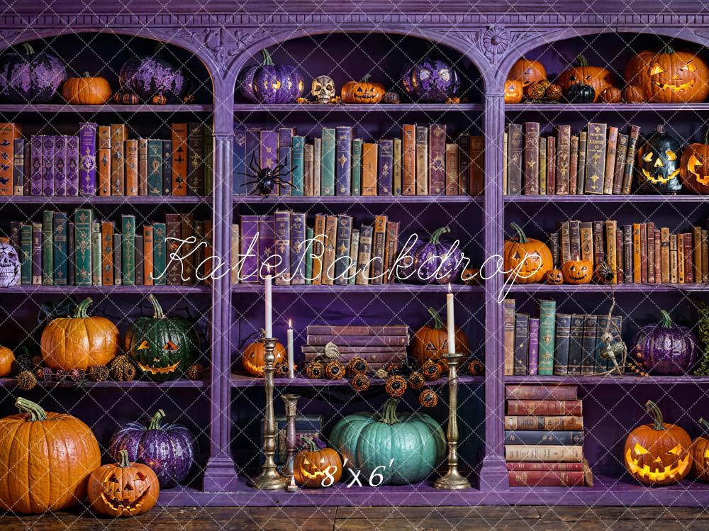 Kate Halloween Magic Purple Bookcase Backdrop Designed by Emetselch