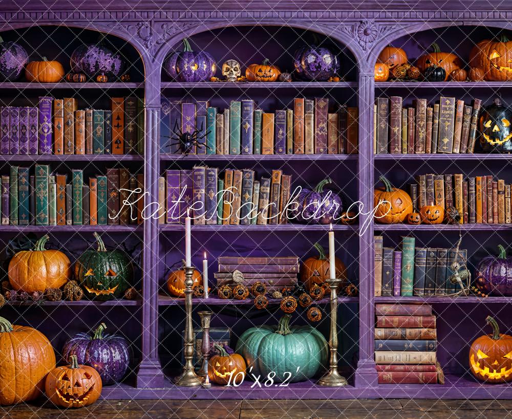 Kate Halloween Magic Purple Bookcase Backdrop Designed by Emetselch