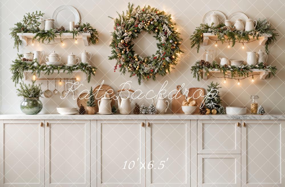 Kate Christmas Kitchen White Cabinets Backdrop Designed by Emetselch