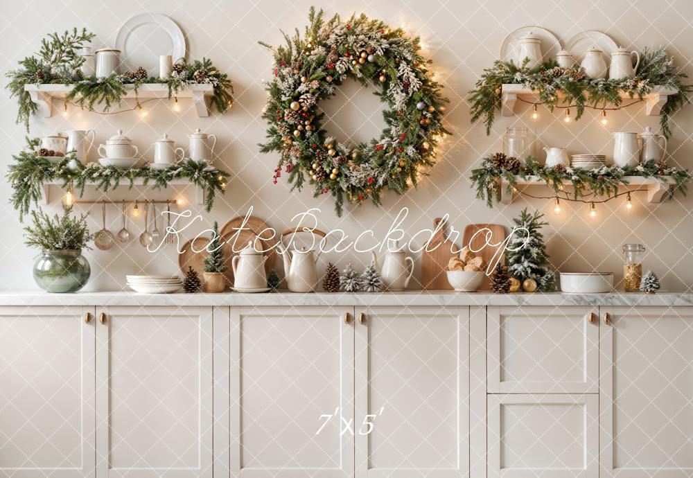 Kate Christmas Kitchen White Cabinets Backdrop Designed by Emetselch