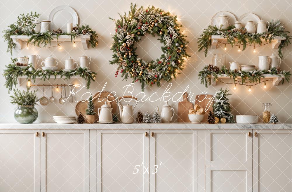 Kate Christmas Kitchen White Cabinets Backdrop Designed by Emetselch