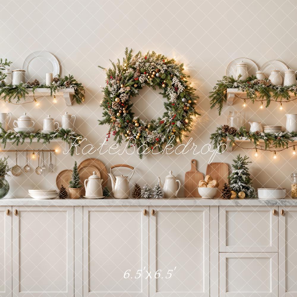 Kate Christmas Kitchen White Cabinets Backdrop Designed by Emetselch