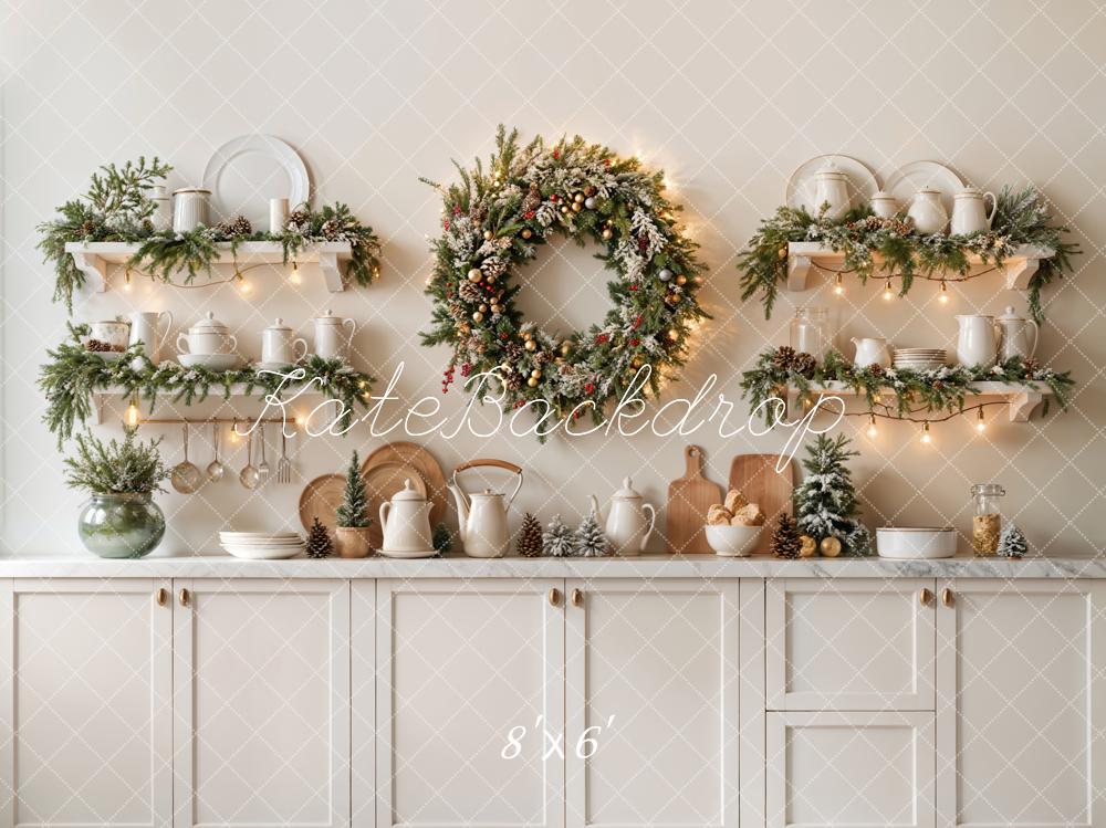 Kate Christmas Kitchen White Cabinets Backdrop Designed by Emetselch