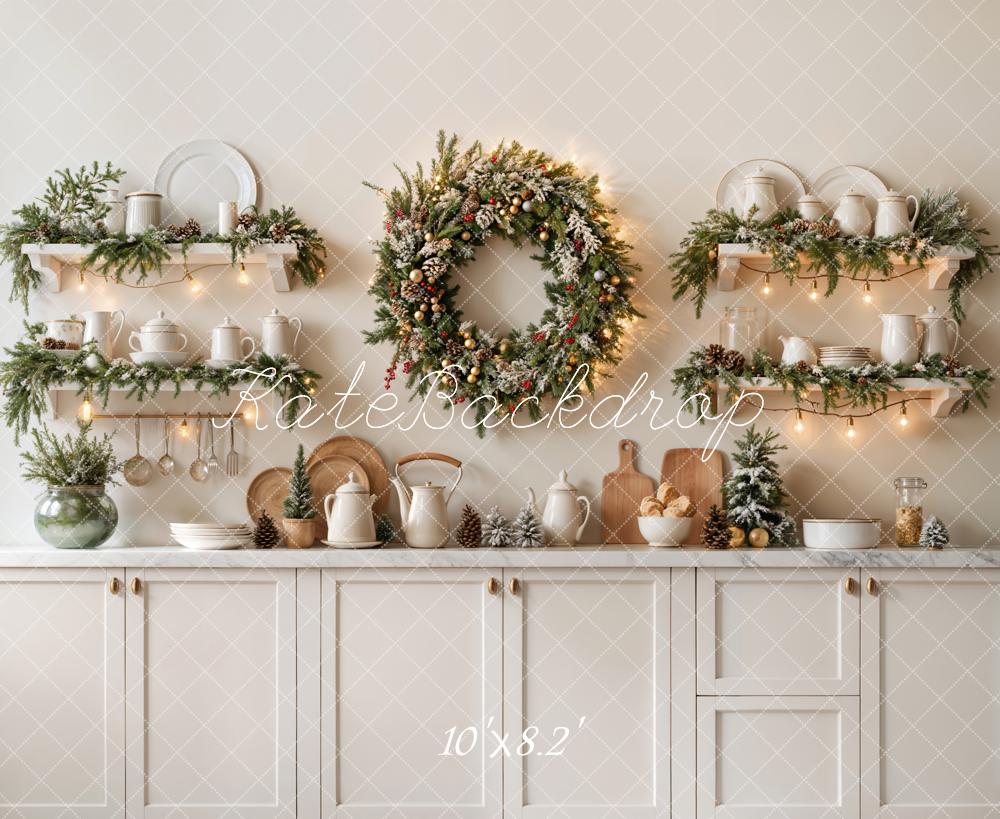 Kate Christmas Kitchen White Cabinets Backdrop Designed by Emetselch