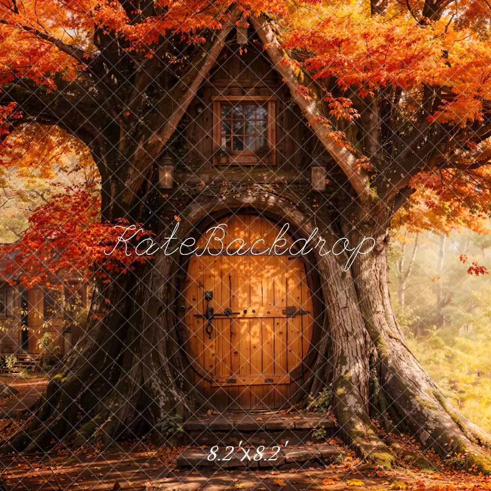 Kate Fall Maple Leaves Treehouse Forest Backdrop Designed by Emetselch