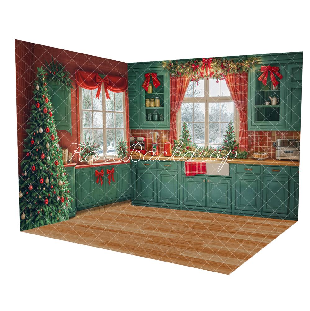 Kate Green Christmas Tree Kitchen Window Room Set(8ftx8ft&10ftx8ft&8ftx10ft)