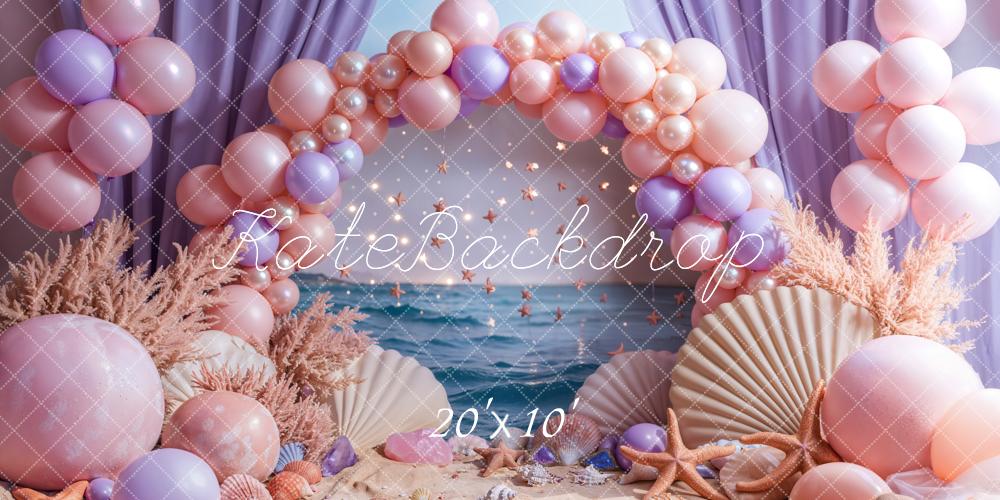 Kate Seaside Beach Backdrop Arch Pearl Balloon Starfish Shell Designed by Emetselch