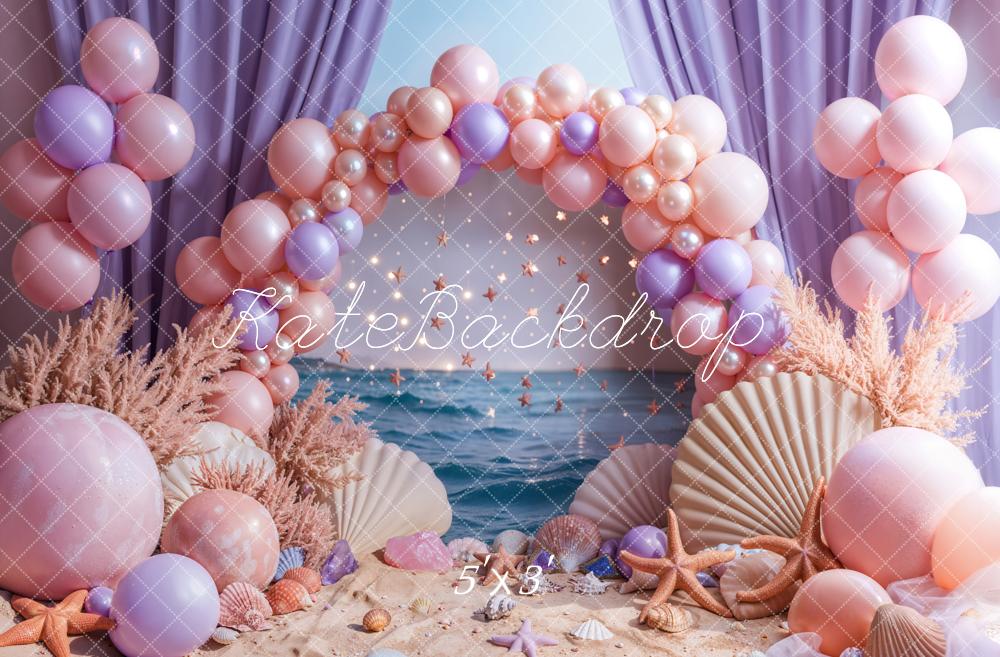 Kate Seaside Beach Backdrop Arch Pearl Balloon Starfish Shell Designed by Emetselch