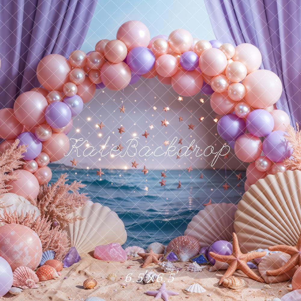 Kate Seaside Beach Backdrop Arch Pearl Balloon Starfish Shell Designed by Emetselch