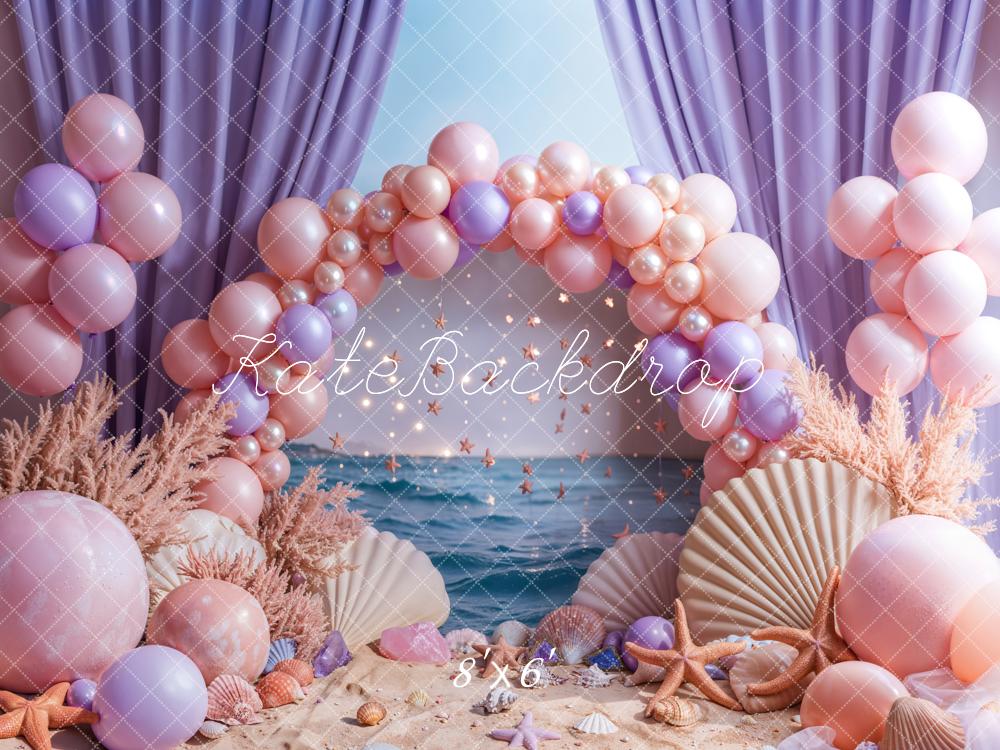 Kate Seaside Beach Backdrop Arch Pearl Balloon Starfish Shell Designed by Emetselch