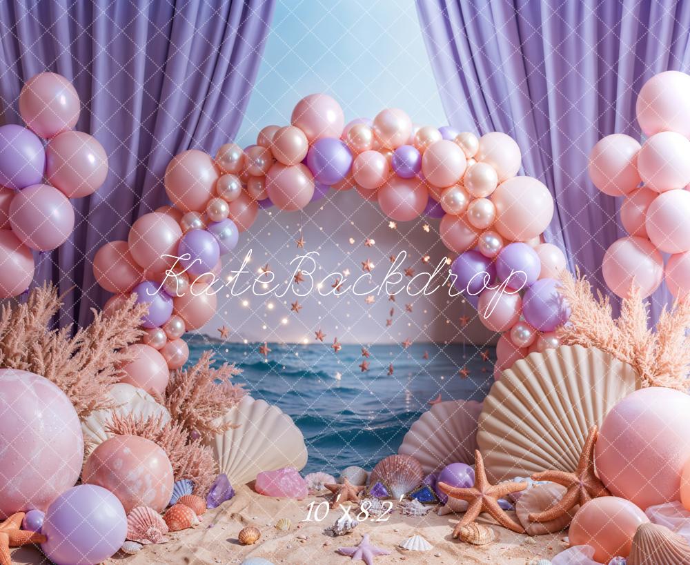 Kate Seaside Beach Backdrop Arch Pearl Balloon Starfish Shell Designed by Emetselch