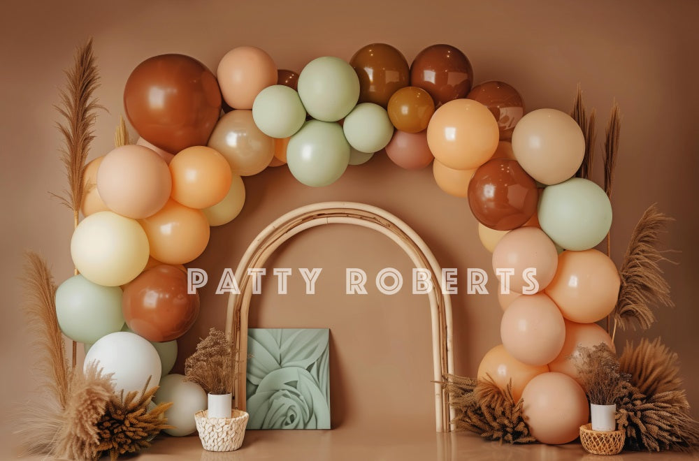 Kate Cake Smash Boho Balloon Arch Backdrop Designed by Patty Robert