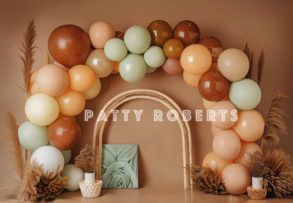 Kate Cake Smash Boho Balloon Arch Backdrop Designed by Patty Robert