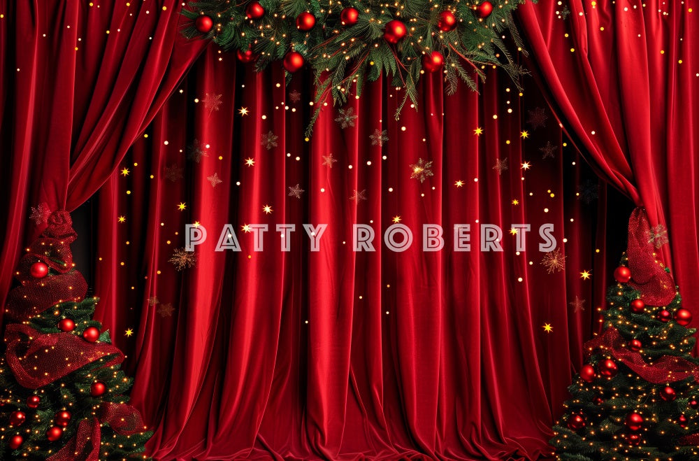 Kate Red Velvet Christmas Curtains Backdrop Designed by Patty Robert