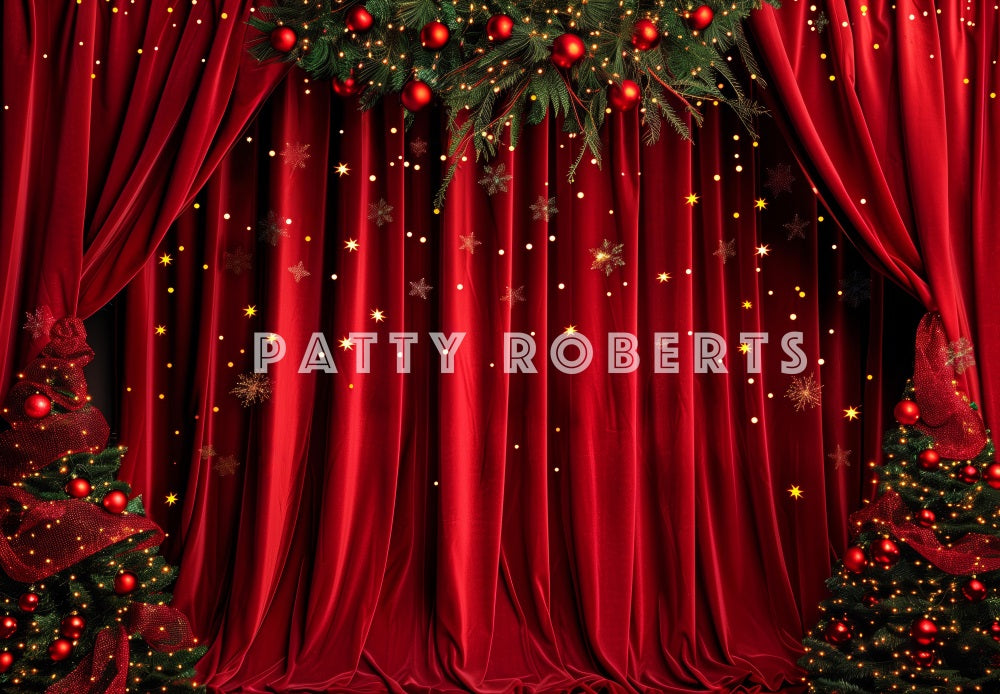 Kate Red Velvet Christmas Curtains Backdrop Designed by Patty Robert