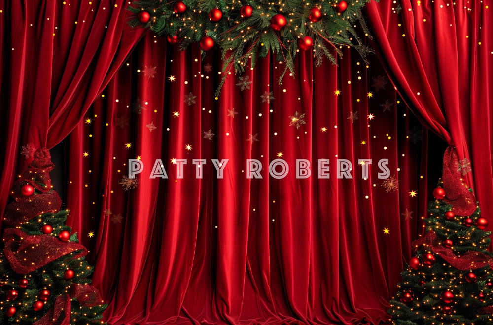 Kate Red Velvet Christmas Curtains Backdrop Designed by Patty Robert