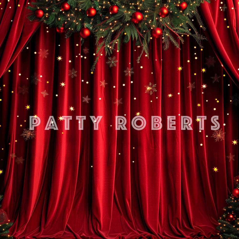 Kate Red Velvet Christmas Curtains Backdrop Designed by Patty Robert