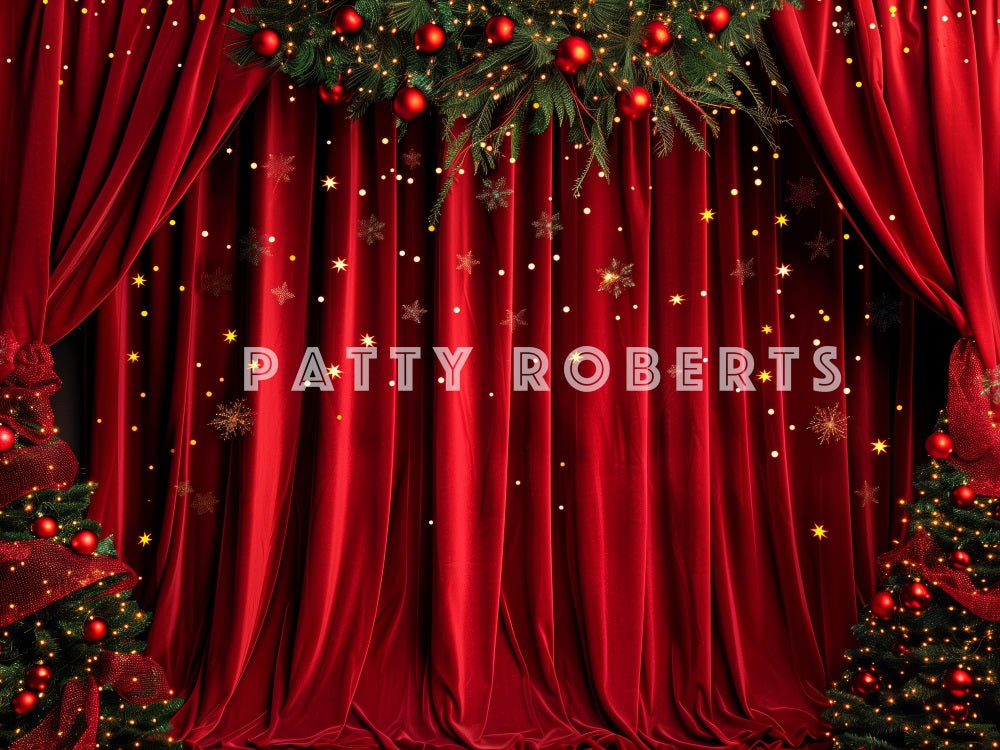 Kate Red Velvet Christmas Curtains Backdrop Designed by Patty Robert