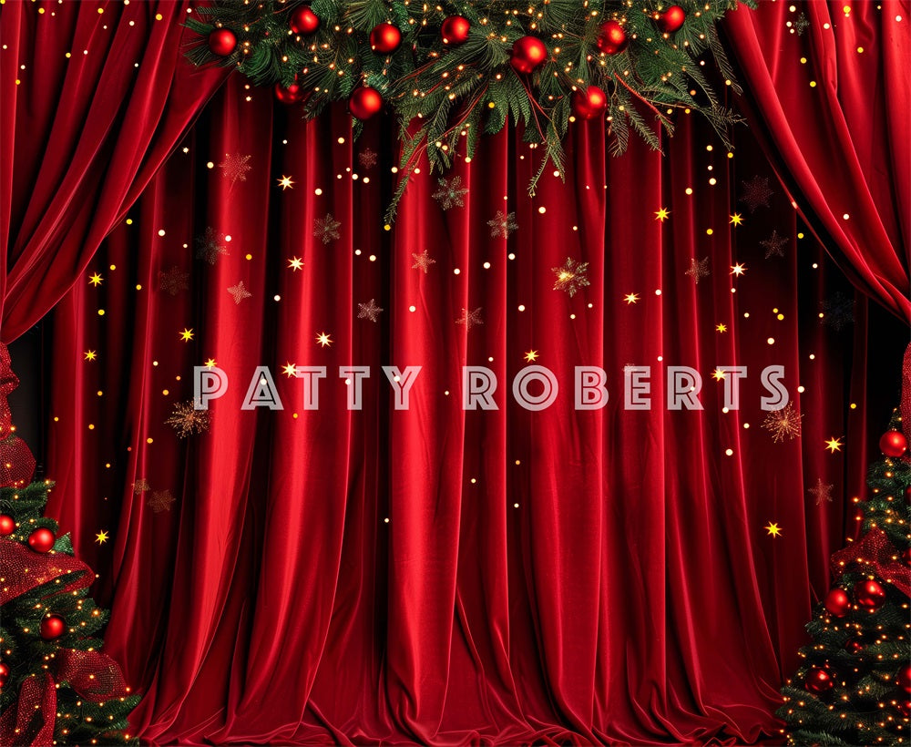 Kate Red Velvet Christmas Curtains Backdrop Designed by Patty Robert