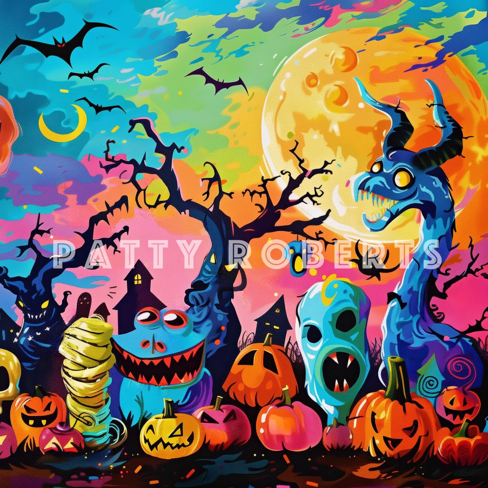 Kate Halloween Monsters Graffiti Backdrop Designed by Patty Robert