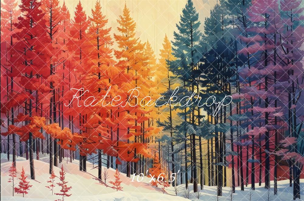 Kate Rainbow Pine Forest Autumn Backdrop Designed by Megan Leigh Photography