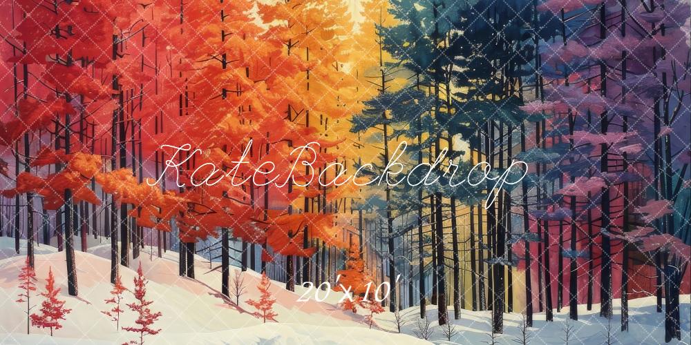 Kate Rainbow Pine Forest Autumn Backdrop Designed by Megan Leigh Photography