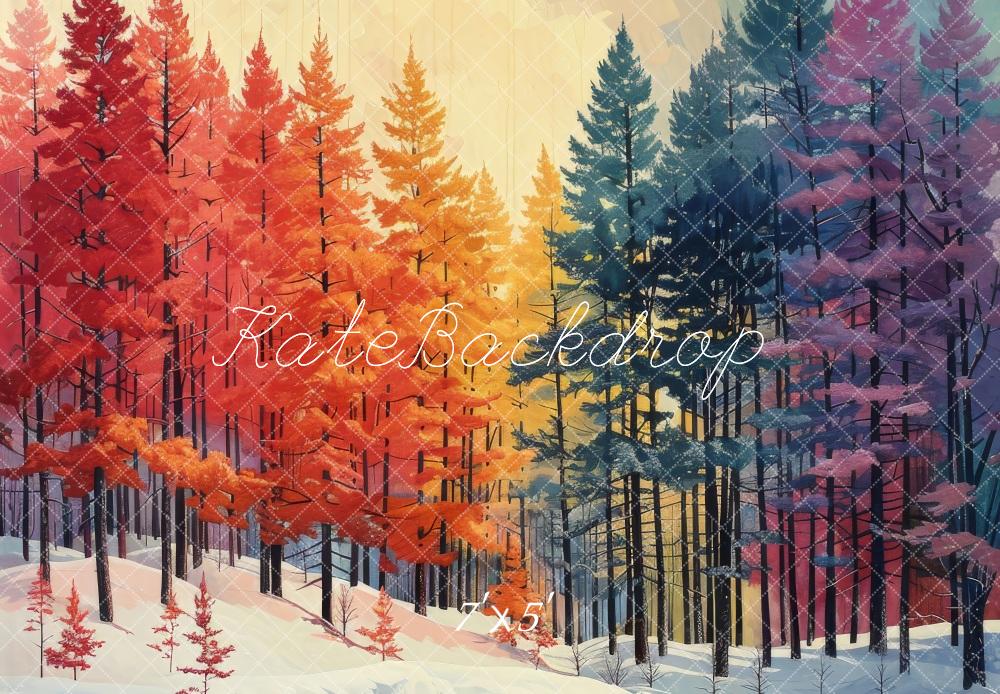 Kate Rainbow Pine Forest Autumn Backdrop Designed by Megan Leigh Photography