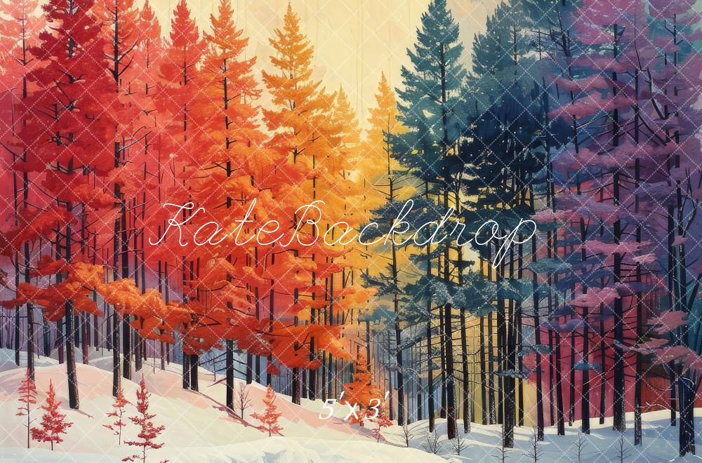 Kate Rainbow Pine Forest Autumn Backdrop Designed by Megan Leigh Photography