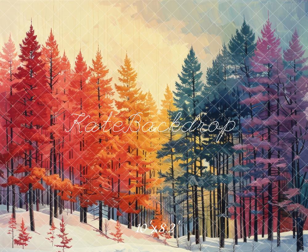 Kate Rainbow Pine Forest Autumn Backdrop Designed by Megan Leigh Photography