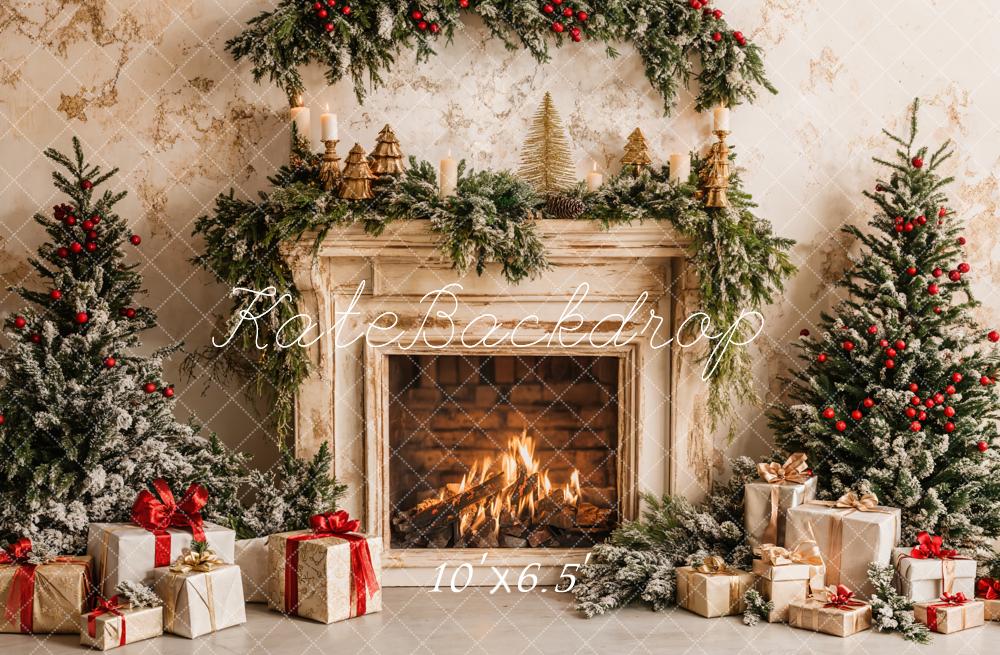 Kate Christmas Tree Fireplace  Gift Backdrop Designed by Emetselch