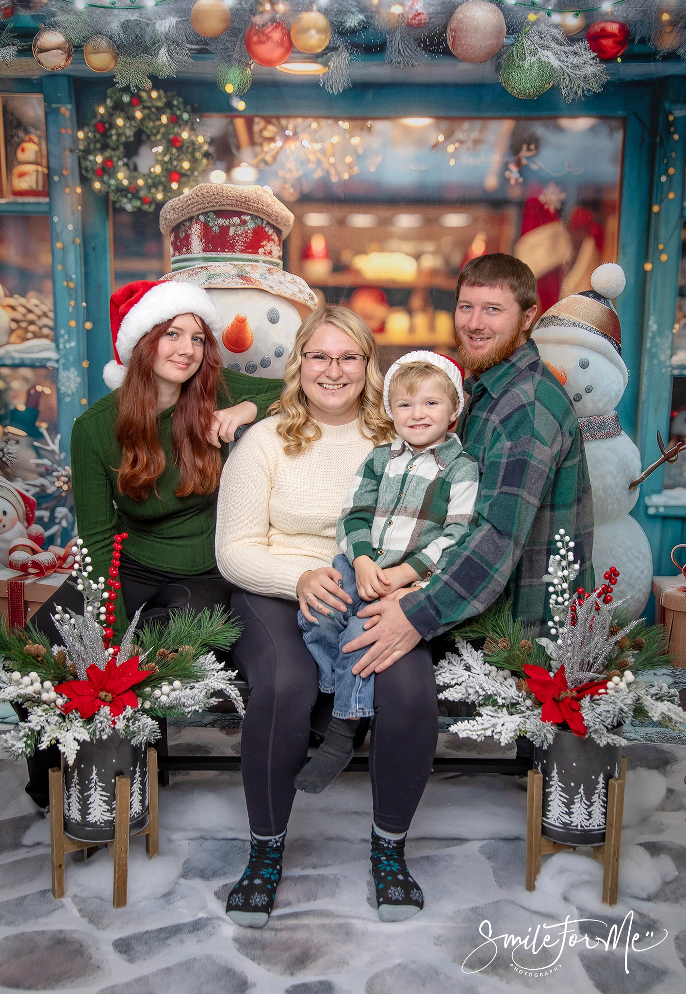 Kate Happy Snowman Shop Backdrop Winter Christmas Designed by Laura Bybee