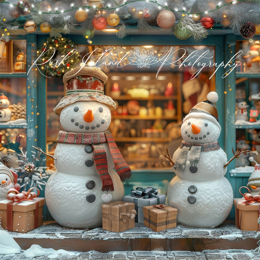 Kate Happy Snowman Shop Backdrop Winter Christmas Designed by Laura Bybee