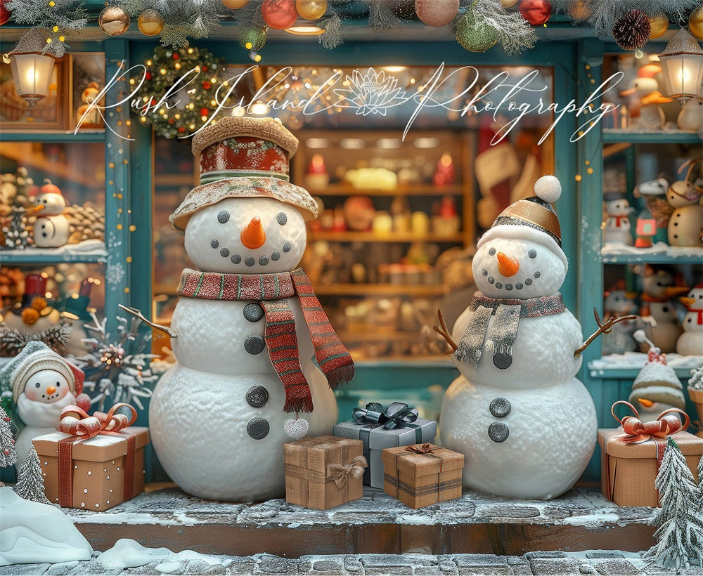 Kate Happy Snowman Shop Backdrop Winter Christmas Designed by Laura Bybee