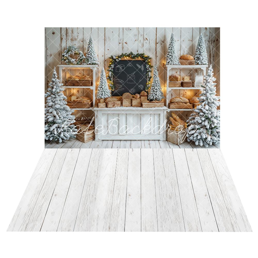 Kate Christmas Bread Backdrop+White Wooden Floor Backdrop