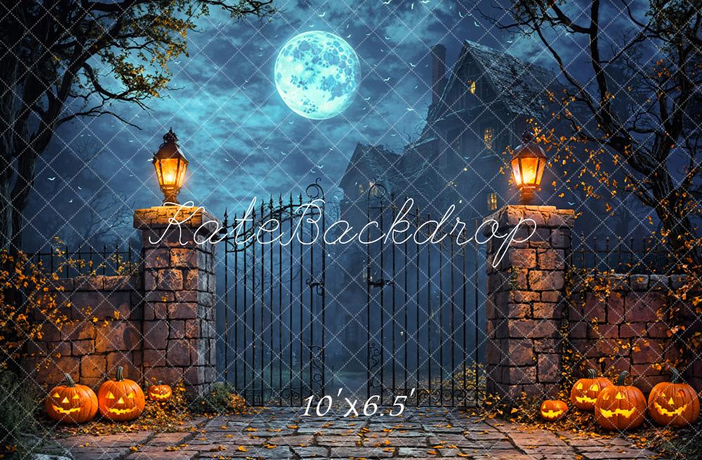 Kate Halloween Moon Castle Pumpkin Backdrop Designed by Emetselch